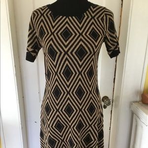 Black and gold chevron party sweater dress Sz M